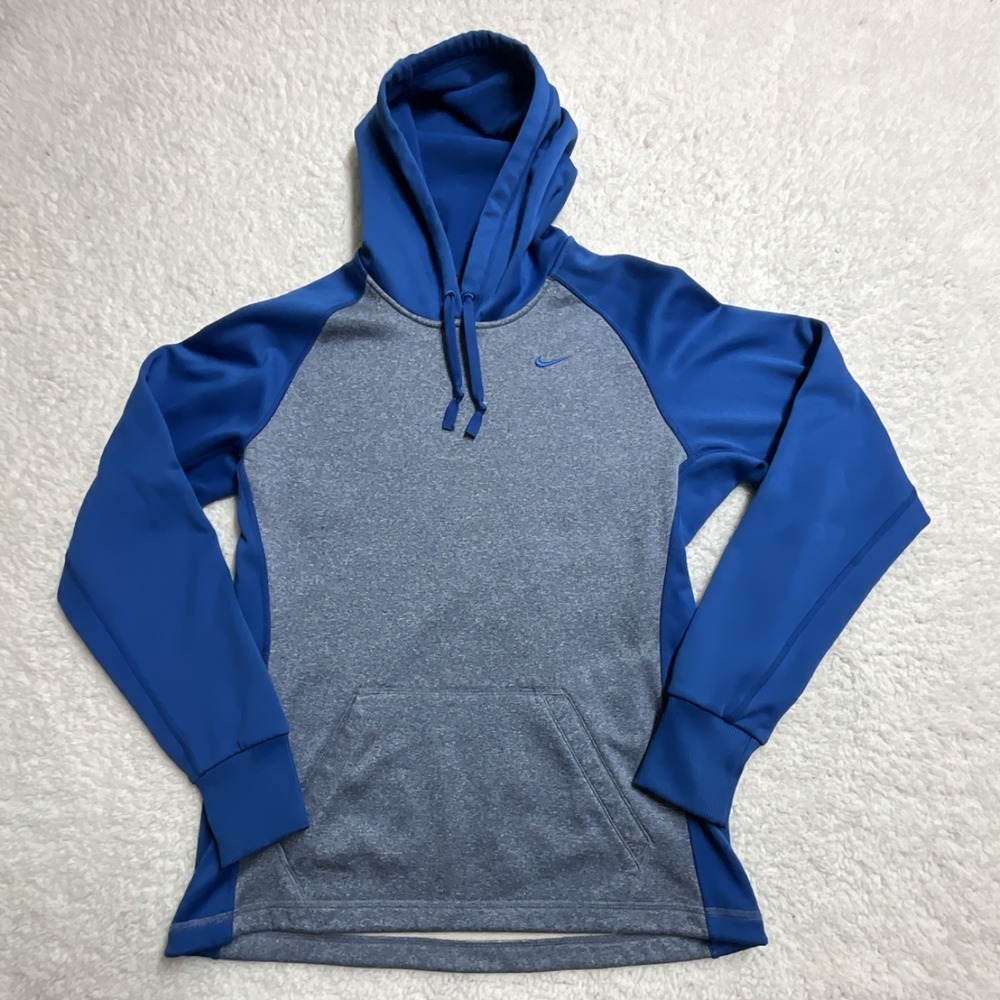 Nike‎ Men's Blue Gray Therma-Fit Pullover Hoodie Fleece Long Sleeve Size S